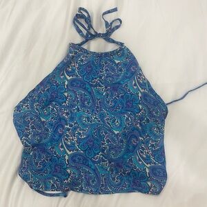 Mediaterranean blue pattern top